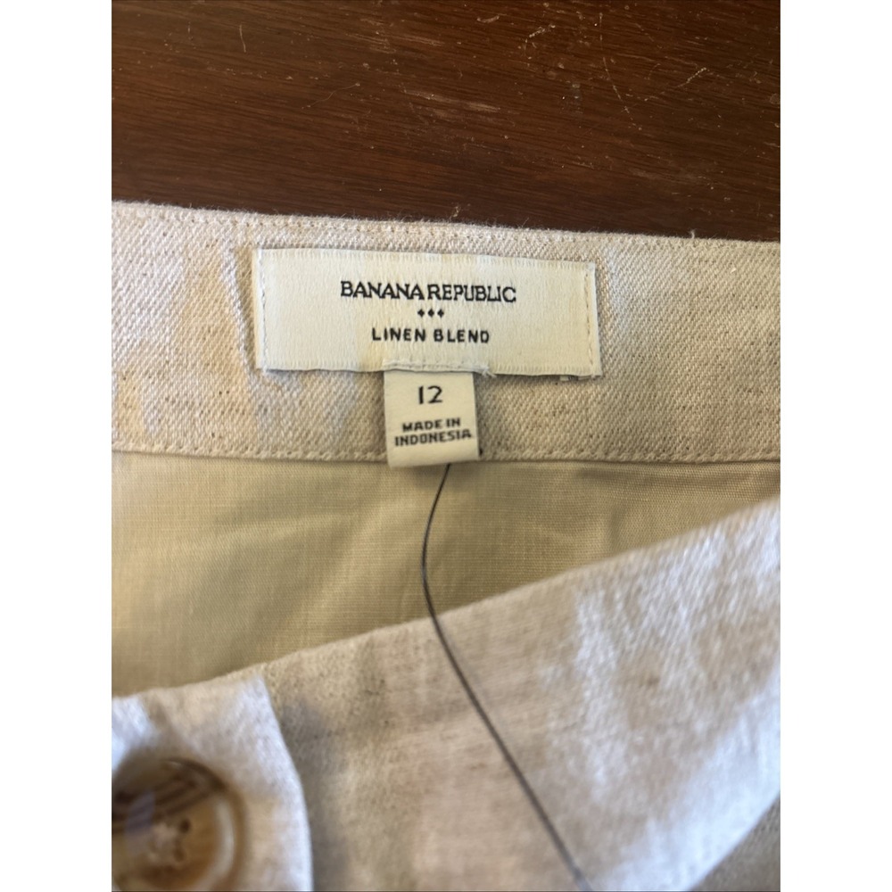 NEW Banana Republic Utility Cargo Mini Skirt Linen Blend Button Front Size 12 - Picture 5 of 8